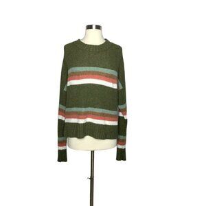 Women's‎ SO Pullover Sweaters Mock-Neck X-Large Green Stripe Long Sleeve